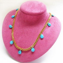 [SET할인]Turquise Gold Chain Necklace